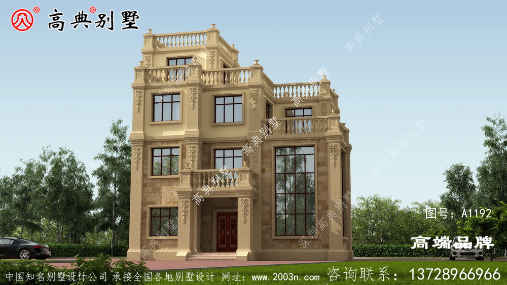 平顶别墅设计整体气派上档次。