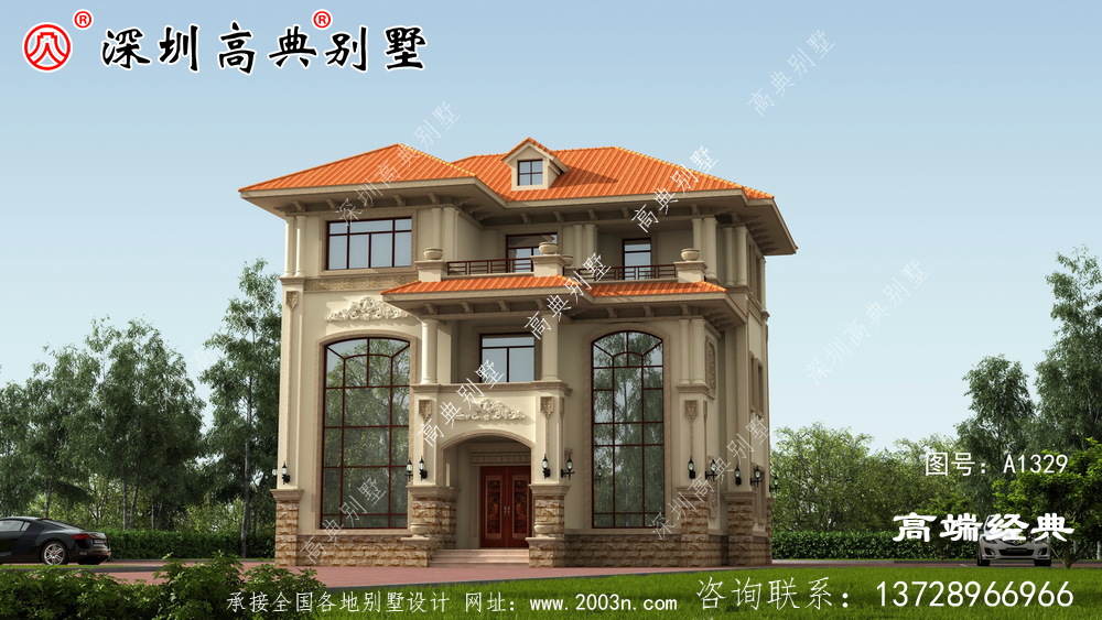 乡村建筑三层图片,户型简洁美观,适合全家居住。
