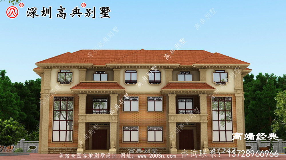 三层楼的设计图农村简单大气，家庭人 多，可以这样建造。