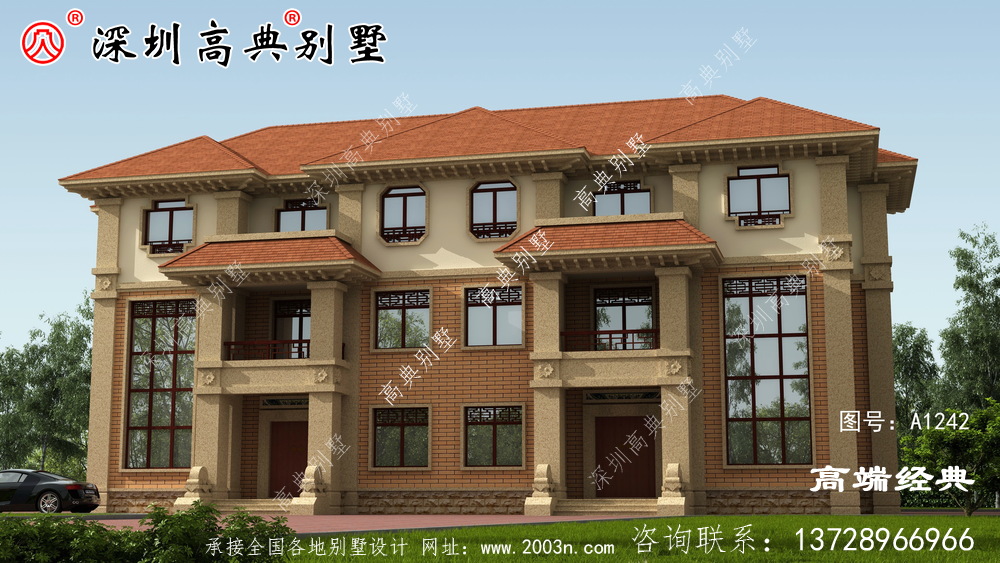 三层楼的设计图农村简单大气，家庭人 多，可以这样建造。